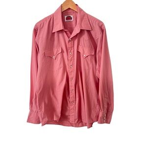 Miller Western Wear Pink Vintage Long Sleeve Western Style Rodeo Dress Shirt